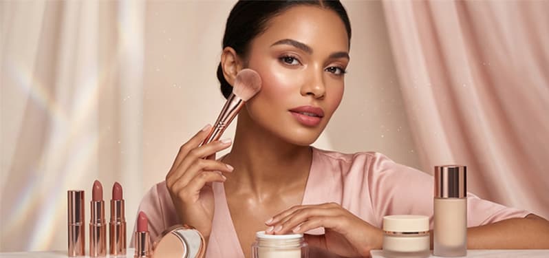 Woman applying makeup