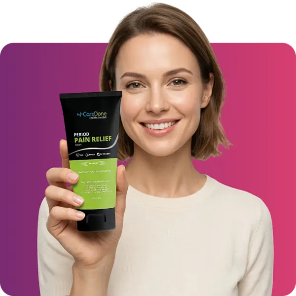 Model holding skincare product